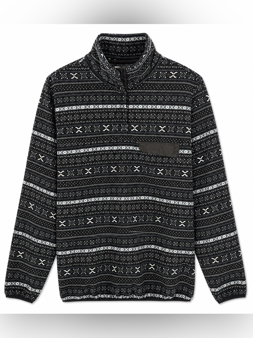 Jachs Cabin Black and White Patterned Quarter-Zip Sweater Sz L